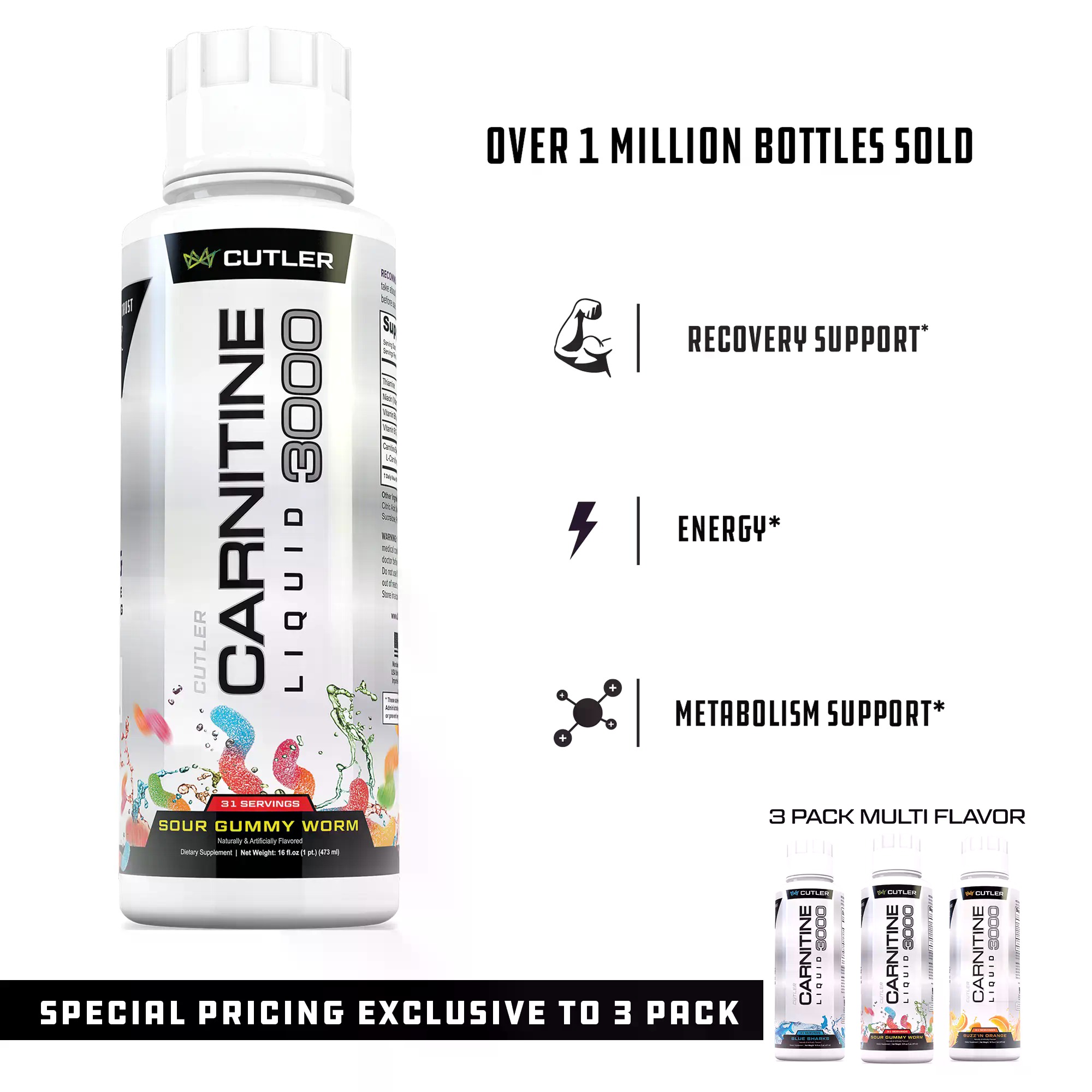 Nutrition Fitness Supplements - Cutler Nutrition Flüssiges Carnitin 3000 für