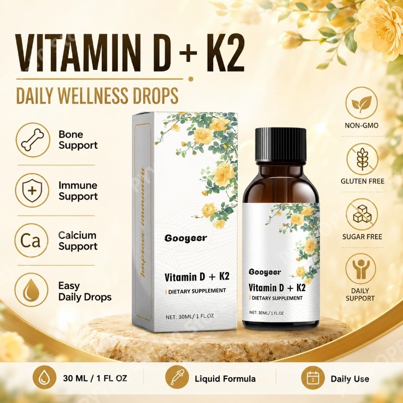 Vitamin D3 K2 Drop - Googeer Vitamin D3 K2 Flüssige Tropfen
