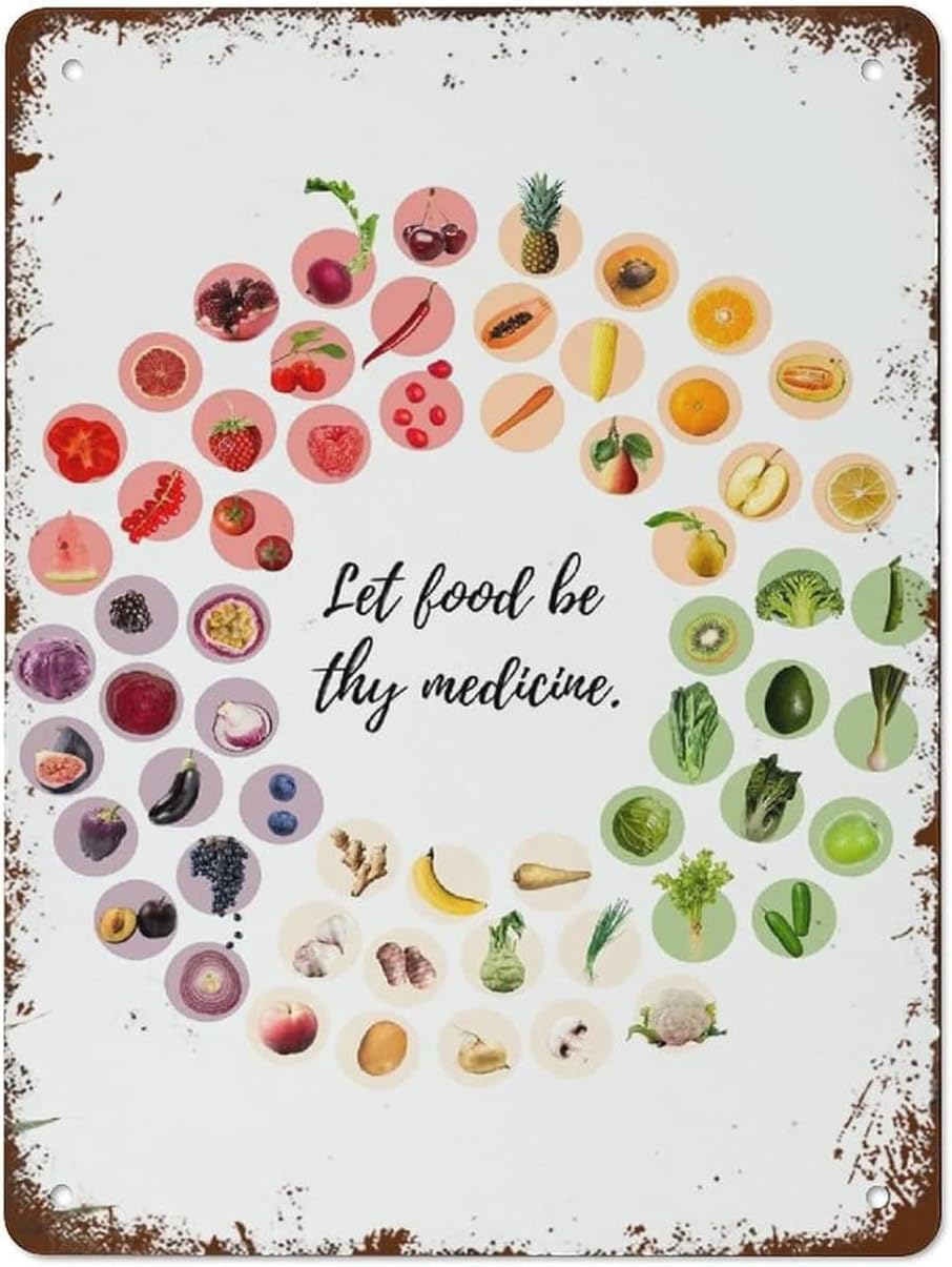 X Nutrition - Buntes Obst- und Gemüse-Nährwert-Poster Kunst-Blechschild, 12