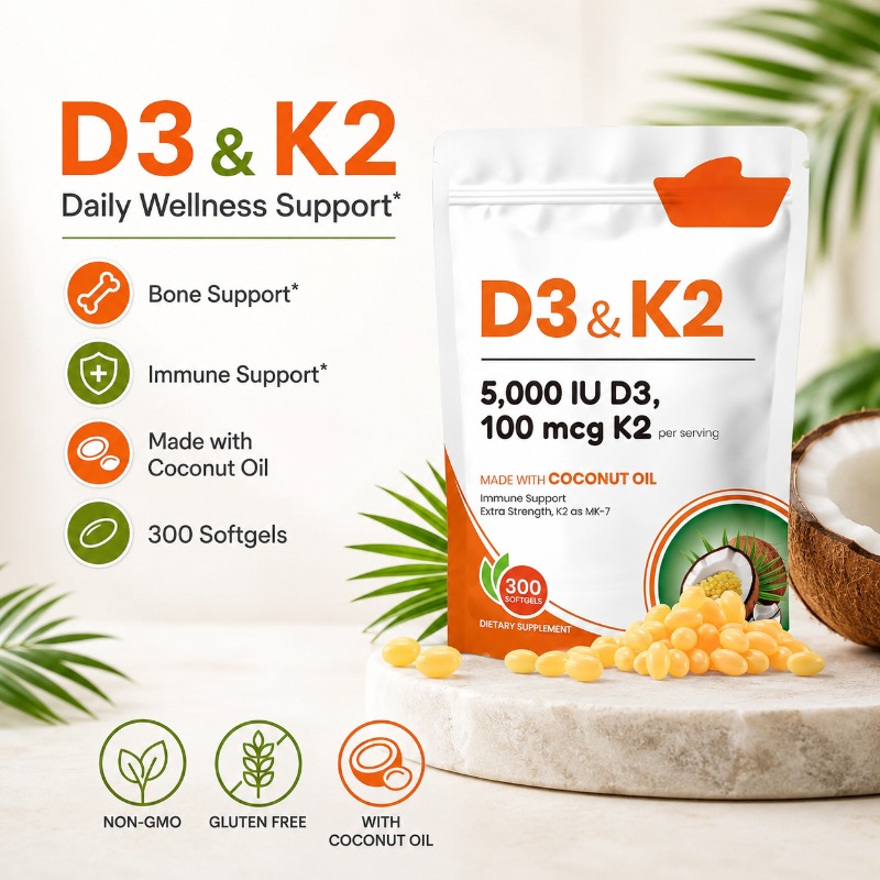 Vitamin D3 K2 Drop - Vitamin D3 K2 Softgels mit Kokosöl,