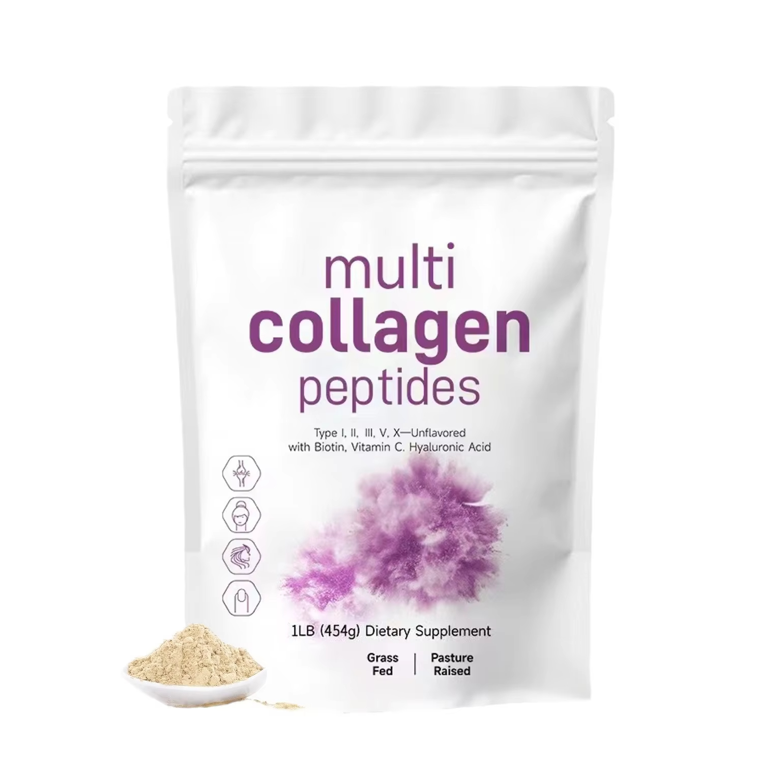 Whey Protein Isolate - 454G Multi-Kollagen-Peptid-Pulver – Protein-Ergänzungsmittel, Typ I,