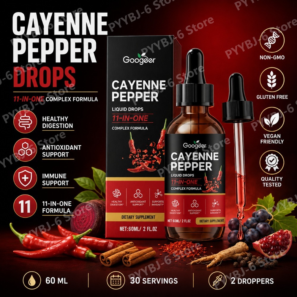 Vitamin D3 K2 Drop - Googeer Cayenne-Pfeffer Flüssige Tropfen 11-in-1 mit